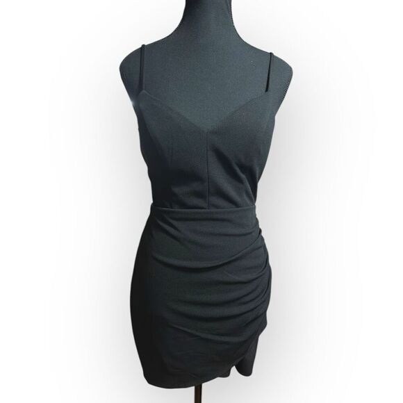 NWOT City Triangles Womens Ruched Bodycon Mini Dress Black Size XS - Picture 1 of 8